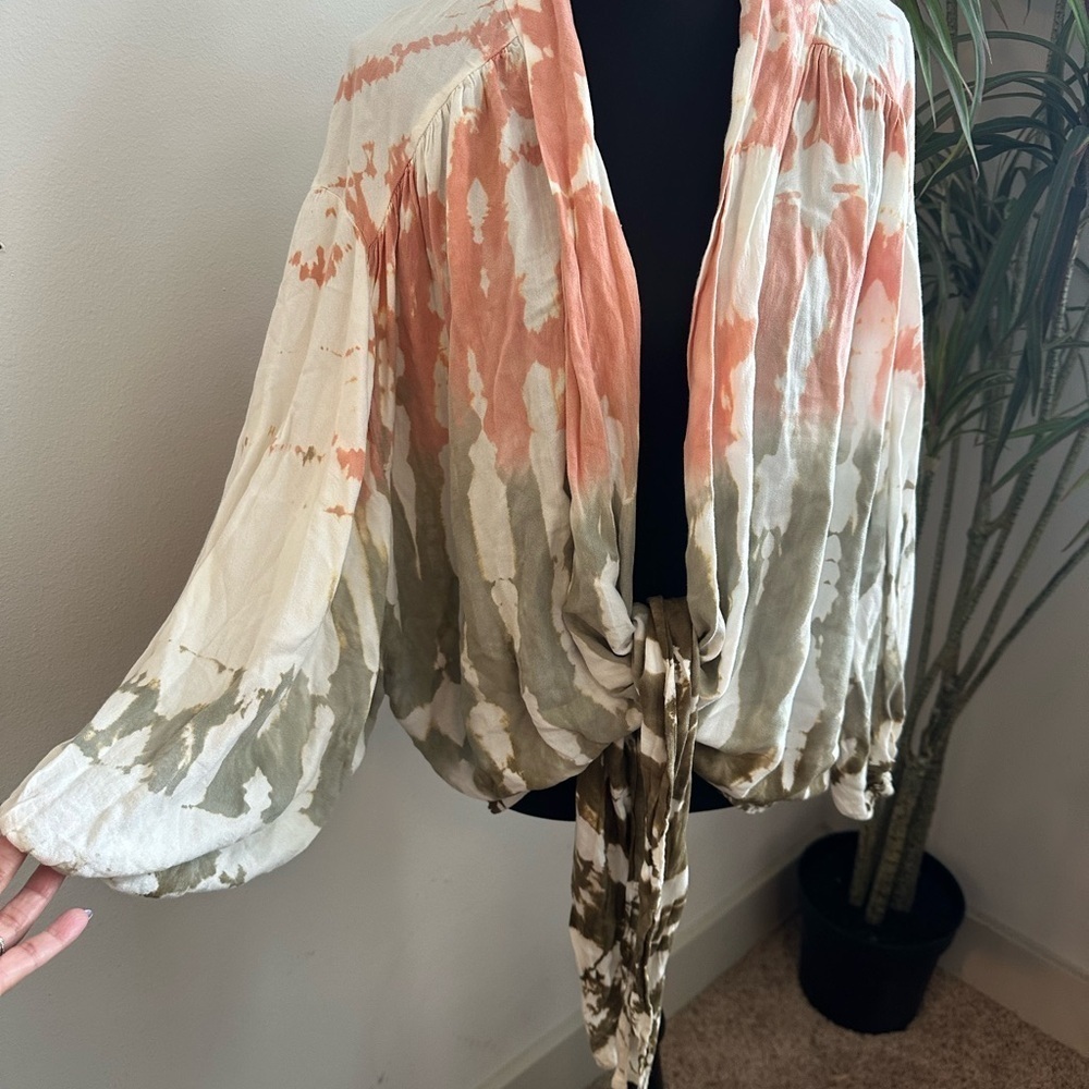 Young Fabulous & Broke Tie-Dye Jacket in Coral and Olive - Picture 2 of 5